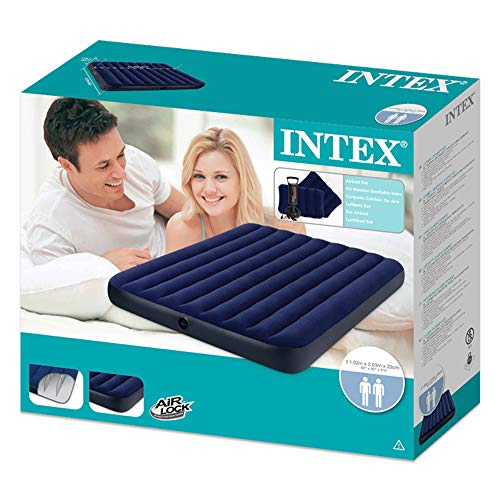 Intex 68765 - Colchón hinchable con 2 almohadas y bomba 152 x 203 x 22 cm
