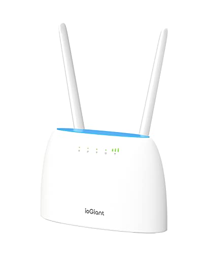 ioGiant Router 4G SIM, WiFi AC1200 5GHz y 2.4GHz, Sin Confirugación, LTE Ruter para Tarjeta Movil 4g Micro Nano SIM, Compatible con Todos los Operadores, Puerto Ethernet LAN/WAN, Antenas Desmontables