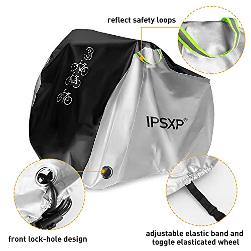 IPSXP Funda para Bicicleta, 210T Cubierta Impermeable para Bicicleta Protección UV Anti Polvo Lluvia con Orificios de Bloqueo para Bicicleta de montaña/Bicicleta de Carretera/Bicicleta de Ruta