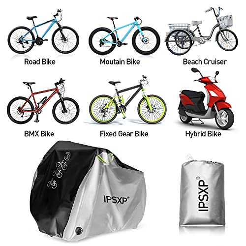 IPSXP Funda para Bicicleta, 210T Cubierta Impermeable para Bicicleta Protección UV Anti Polvo Lluvia con Orificios de Bloqueo para Bicicleta de montaña/Bicicleta de Carretera/Bicicleta de Ruta