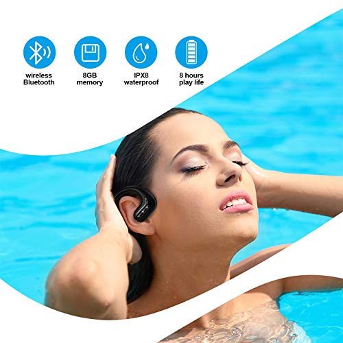 IPX8 Auriculares impermeables para natación, reproductor de MP3 Auriculares inalámbricos con cancelación de ruido, auriculares deportivos para correr, ciclismo, buceo, agua (negro)
