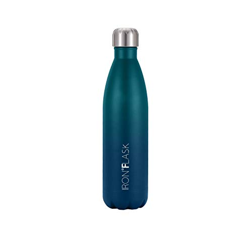 IRON °FLASK Retro - Botella de agua deportiva de 750 ml sellada al vacío de acero inoxidable para bebidas frías y calientes con doble pared moderna, termo sencillo, cantimplora metálica Hydro Cola