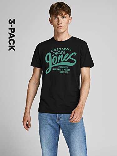 Jack & Jones Camiseta Hombre (Pack de 3) T-Shirts de Manga Corta, algodón, Multipacks con Diferentes Motivos y diseños, Regular fit Mix 4, XL