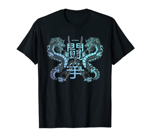 Japón Katana Retro Anime Grunge Vaporwave Otaku Kanji Dragón Camiseta