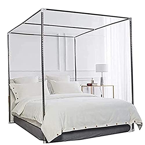 JeeKoudy Mosquito Netting Frame, Stainless Steel Mosquito Net 4 Cake Bed Canopy Bed Frame Post for King Size Stainless Steel Four Corner Bed Mosquito Net Frame Bracket Fit for Metal Bed Wood Bed