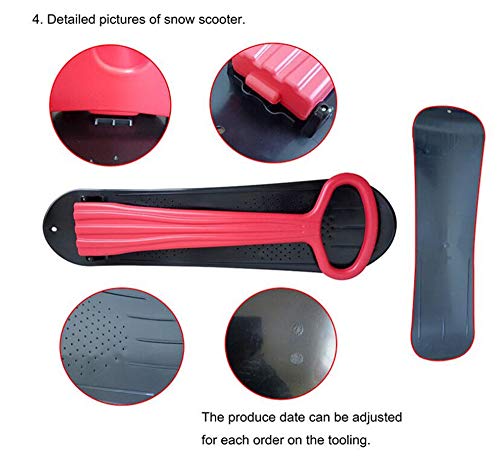 JHKGY Ski Skooter,Trineo De Snowboard Plegable Tabla De Snowboard De Deslizamiento Plegable con Empuñadura Trineo De Nieve,Juguetes De Invierno para Usar En Nieve Y Hierba,Rojo