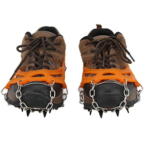 Jinyi Crampón para Zapatos, Apretones para la Nieve Acero Inoxidable Insípido Resistente Al Desgaste Libre de óxido para Clima Nevado con Hielo(Naranja)