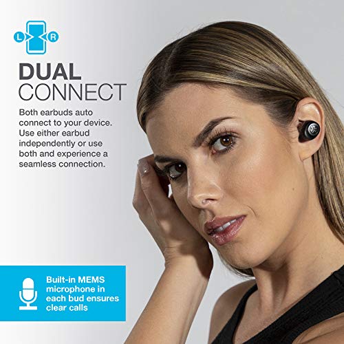 JLab Go Air Auriculares Inalambricos Bluetooth, True Wireless con Doble Conexion y Caja de Carga USB, Sonido EQ3 Personalizado y Ajuste mas Pequeno, Negro
