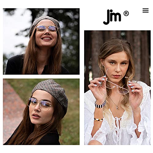 JM Gafas Filtro Luz Azul. Cómodas y Resistentes. Máxima Protección contra Pantallas y Monitores. Para Mujer y Hombre. [Doradas]