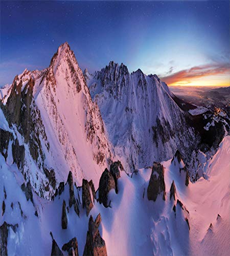 Juego de funda nórdica Snow Mountain, imagen panorámica del paisaje del monte Tatra Peak en Eslovaquia, juego de cama decorativo de 3 piezas con 2 fundas de almohada, lavanda oscura y multicolor