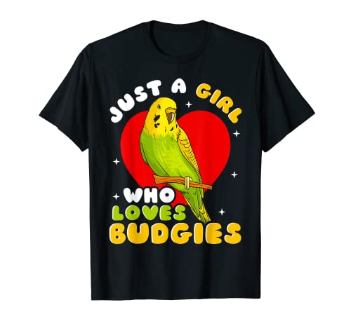 Just a Girl Who Loves Budgies Kid Verde Amarillo Periquito Pájaro Camiseta