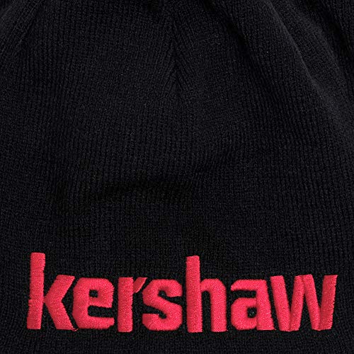 Kershaw Gorro Dos en uno (BEANIEKER18); Hecho de Material acrílico cómodo 100% de Punto; Exterior Negro Reversible con Logotipo Punto Rojo e Interior Rojo sólido; Talla única; Lavable.