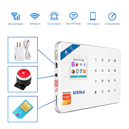 KERUI W18 GSM WIFI Sistema de Alarma Seguridad para Hogar por CALL/SMS/APP, Kits Alarma Antirrobo Inalámbrico DIY con Detector/Sensor de Movimiento de Alarma Puerta sin cuotas para Casa/Tienda/Oficina