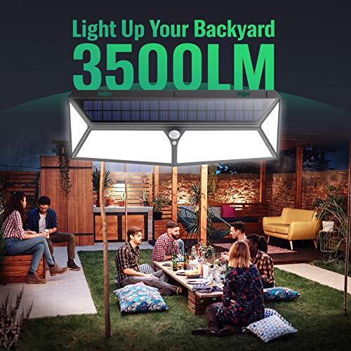 Kilponen Luz Solar Exterior【430 LED Con Carga USB】Foco Solar Exterior 270º Iluminación 4400 mAh Lámpara Solar con Sensor de Movimiento y 3 Modos Inteligentes para Jardín Camino Garaje - 2 Paquete
