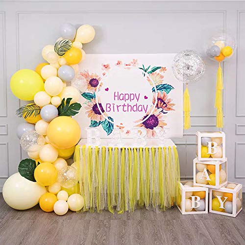 Kit de Arco de Globos Amarillo Naranja Gris Plateado 121PCS 5M Kit de Guirnalda de Globos de Látex con Globos de Confeti y Tira de Arco de Globos para Fiestas de Cumpleaños Baby Shower Decoración