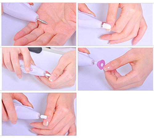 Kit de Manicura Eléctrico,Kapmore Torno para uñas 5 en 1 Limas para Uñas Manicura Eléctrica Manillares de Uñas 2… (White1)