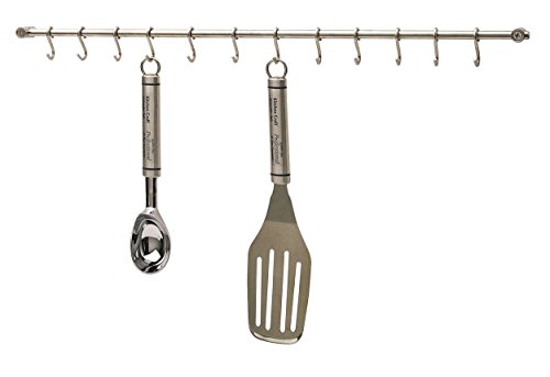 KitchenCraft Stainless Steel Kitchen Utensil Hanging Rack with 12 Hooks, 52 cm (20.5")
