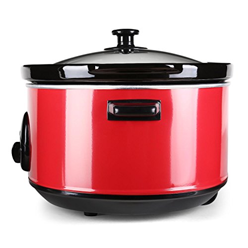 Klarstein Bristol 65 Slow Cooker Olla de cocción Lenta (6,5 L, 300 W, 2 temperaturas, distribución Uniforme del Calor, Recipiente de cerámica extraíble) - Rojo