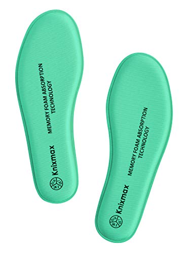 Knixmax Plantillas Memory Foam para Zapatos de Mujer y Hombre, Plantillas Confort Amortiguadoras Cómodas y Flexibles para Trabajo, Deportes, Caminar, Senderismo, EU36 Verde