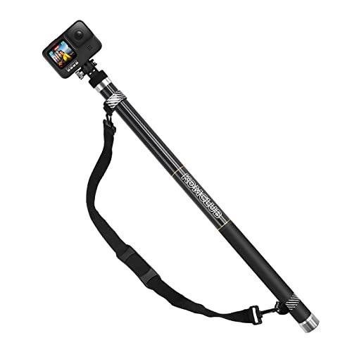KOMCLUB Extensible Selfie Stick de Fibra de Carbono Palo Selfie Palmar 300 cm Ultra Larga con Correa Trasera Compatible con GoPro DJI OSMO Insta360 One R Cámara de Movimientos