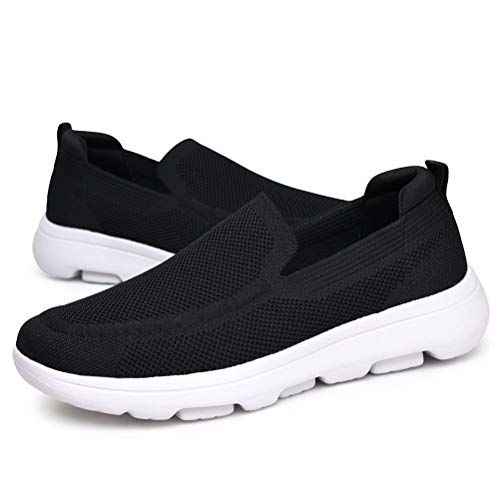 konhill Zapatillas Casual para Hombre Sin Cordones Calzado de Walking Deportivo Bajas de Ligerasy Transpirables Zapatos de Tenis EU 40 Negro