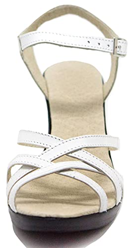KS - 163 - Zapatos Sandalias para Mujer - Ideales para Verano - Cuero Blanco 36