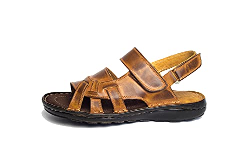 KS - 2021 - Zapatos Sandalias para Hombre - Ideales para Verano - Cuero Marrón 42