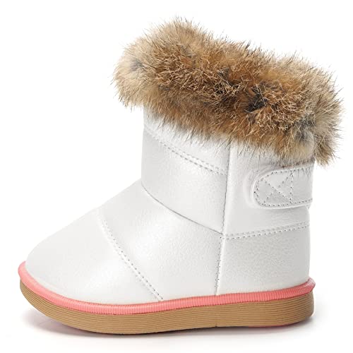 KVbabby Botas de nieve para Niños Invierno Botines Calentar Botas De Nieve Ante Anti-deslizante Zapatos Botas de Trabajo,Blanco,24 EU = fabricante 25