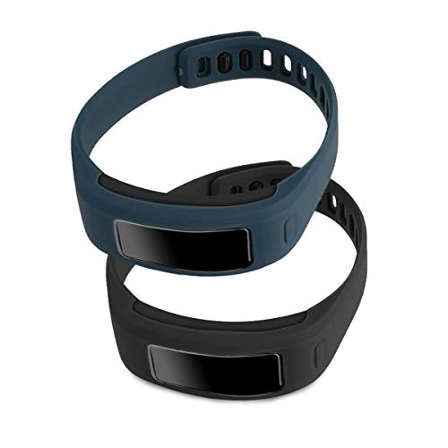 kwmobile 2X Brazalete Compatible con Garmin Vivofit - Pulsera de TPU para Fitness Tracker en Negro/Azul Oscuro