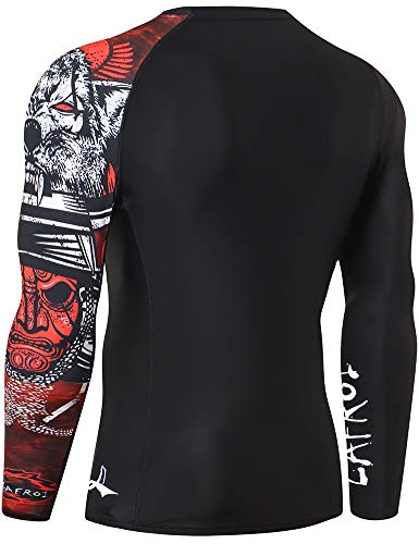 LAFROI CLYYB - Camiseta térmica de licra de manga larga para hombre, camiseta de compresión con FPU 50+ ajustada