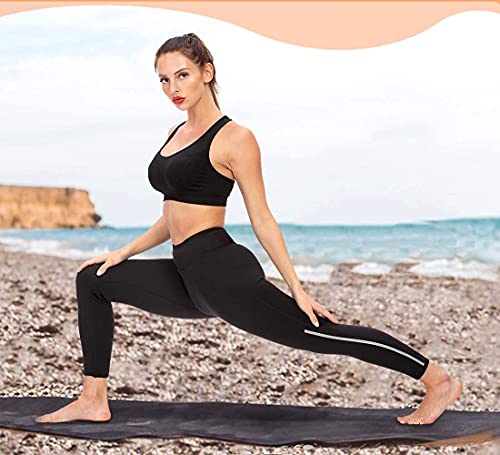 LaLaAreal Pantalones Deportivos Mujeres Cintura Alta Leggins Elásticos Fitness Bolsillos Yoga Correr Capri