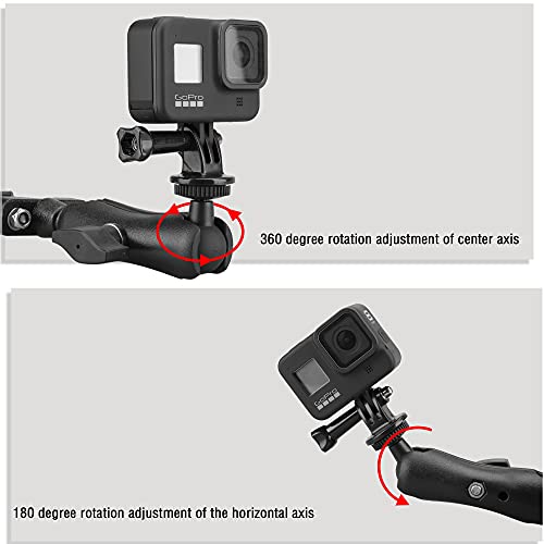 Lammcou 2in1 Camera Bike Mount, Soporte de Manillar de Motocicleta Compatible con GoPro Hero 9 8 7 6 Session Hero + 4K Osmo Action Camera Accesorios, 35cm