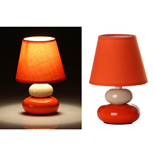 Lámpara de mesita de noche de cerámica naranja de 15x22 cm.
