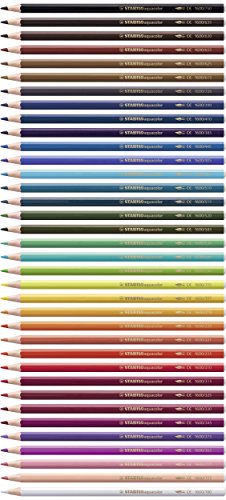 Lápiz de color acuarelable STABILO aquacolor - Estuche de metal con 12 colores