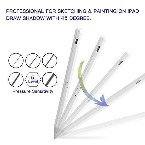 Lápiz Tactil Palm Rejection con sensibilidad a la inclinación,para Apple iPad (2018-2020) 6/7/8.a generación/iPad Pro 11/Pro 12.9(3.a/4.a)/Air 3-4.a/Mini 5, Fine Tip Escritura/Dibujo Stylus Pencil