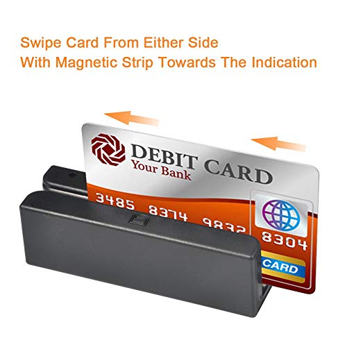 Lector de tarjetas de crédito, Lector de tarjetas de crédito USB, Lector de tarjetas de banda magnética MSR90 3 pistas Mini Mag Hi-Co Swiper 1 Pack