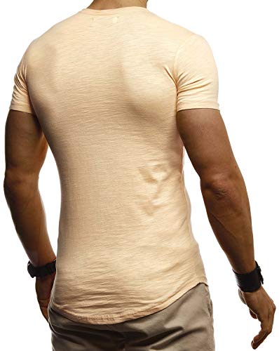 Leif Nelson Camiseta para Hombre con Cuello Redondo LN-8312 Naranja Medium