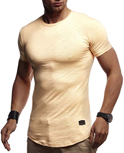 Leif Nelson Camiseta para Hombre con Cuello Redondo LN-8312 Naranja Medium
