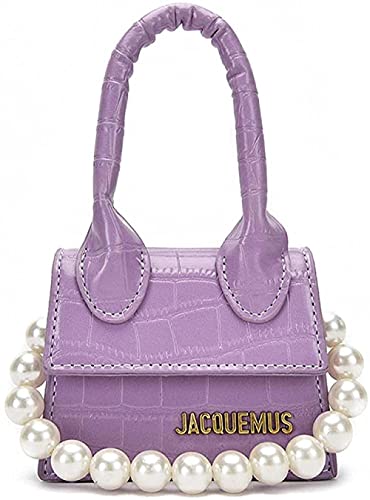 LEOCEE Jacquemus Mini monederos y bolsos para mujer Bolso cruzado de marca famosa Totes Bolsos de mano de diseñador de lujo Patrón de cocodrilo-Purple_Stone_Pattern_in_Pearl