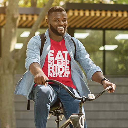 lepni.me Camisetas de Tirantes para Hombre para Ciclistas Come Duerme Monta Repite Citas para Amantes de la Bicicleta (L Rojo Multicolor)