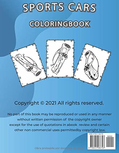 Libro para colorear coches deportivos: Luxury Cars Coloring Book A Colección de 50 Supercars Cool | Páginas para colorear de relajación para niños, adultos, niños y amantes de los automóviles.