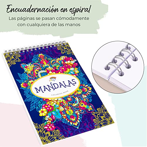 Libros de Mandalas para Colorear para Adultos Colorya - Tamaño A4 - Libro para Pintar Mandala para Adultos - Papel de Primera Calidad, Sin Sangrado Medio, Impresión a una Cara