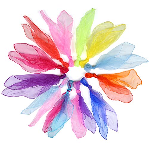 LIHAO 24 Piezas Pañuelos de Malabares Bufandas de Baile Pañuelo Danza Niña para Actividades Juegos Música (12 Colores, 60x60cm)