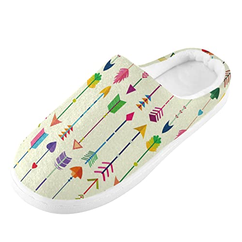Linomo Zapatillas coloridas con patrón de flecha para mujer, zapatillas de casa para mujer, zapatos de casa, zapatos de dormitorio, multicolor, 43/44 EU