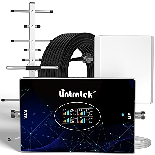 Lintratek Amplificador de señal para teléfono móvil 4 Cuatro Banda B20 800, 900, 1800, 2100 Repetidor gsm 2G 3G 4G 70dB Repetidores de señal de móviles Compatible con Movistar/Orange/Yoigo/Vodafone