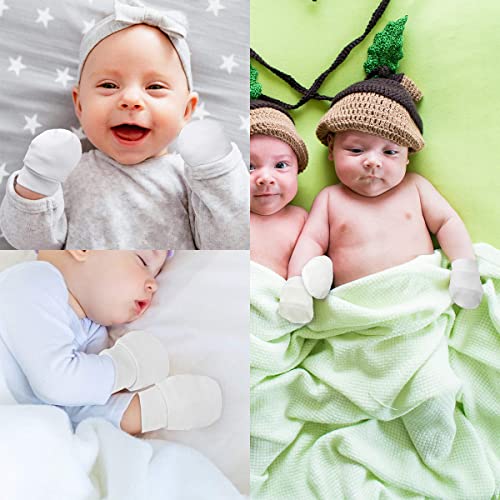 Liwein Manoplas para Bebés Recién Nacidos, 15 pares Guantes de Bebé de Algodón Sin Arañazos Mitones de Bebé para 0-12 meses Niños Niñas(Blanco)