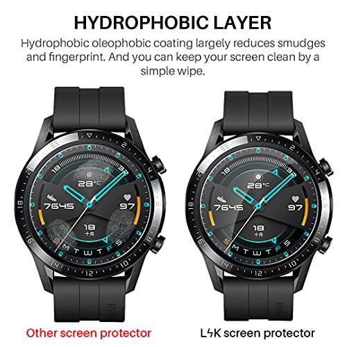 LϟK 6 Pack Protector de Pantalla Compatible con Huawei Watch GT2 46mm (No para GT 2 Pro) - Cristal Vidrio Templado - Dureza 9H Sin Burbujas Sin Bordes Elevados Kit Fácil de Instalar