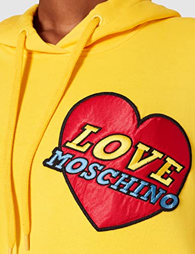 Love Moschino Long Sleeved Hoodie Dress in 100% Cotton Fleece Vestido, Amarillo, 40 para Mujer
