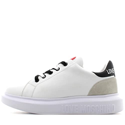LOVE MOSCHINO Sneaker Platform Cuore Logo Bianco Nero JA15044G1EIA210E 38