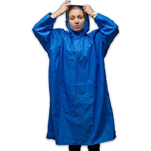 LOWLAND OUTDOOR® - Poncho Impermeable (7000 mm) - Transpirable, Color Azul, tamaño Extra-Large